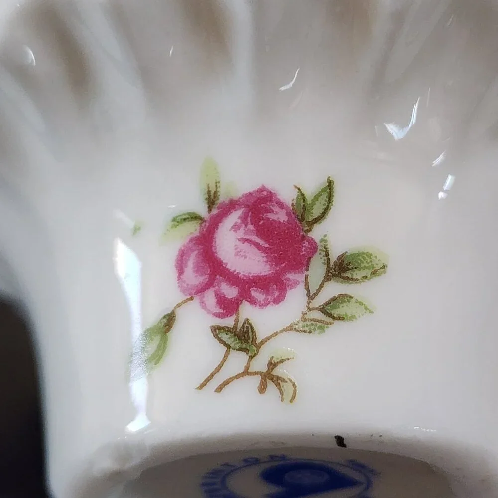 Courting Couple SALT Handled MINI Basket Vintage BRINTON Bone China Gold Accent
